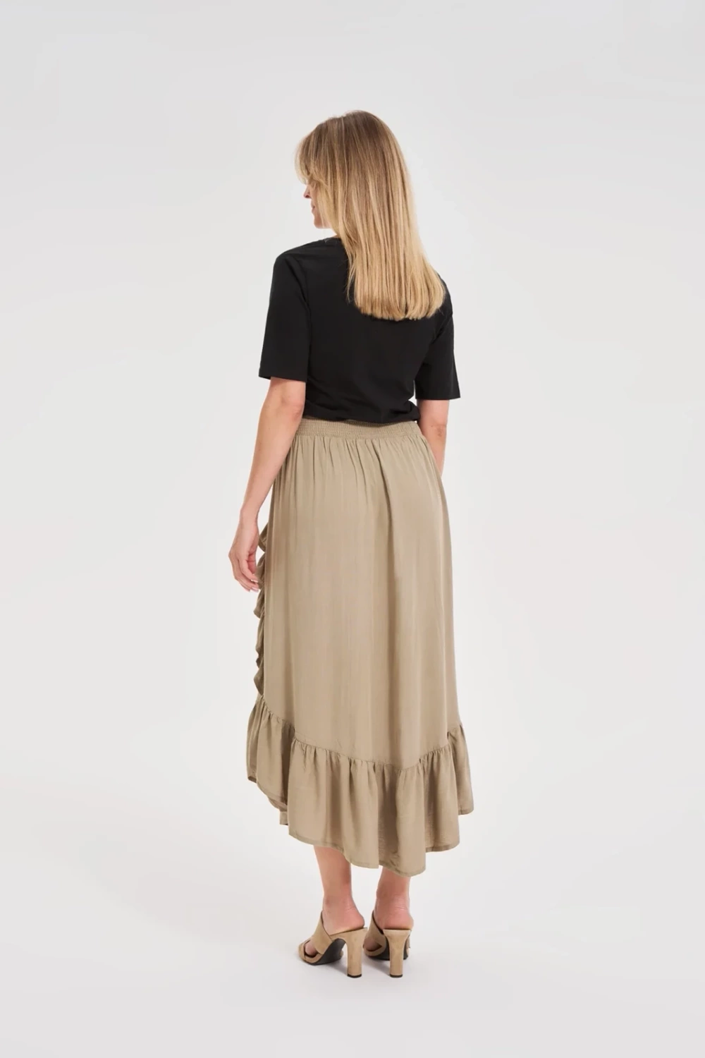 Marisse Olive Ruffle Skirt