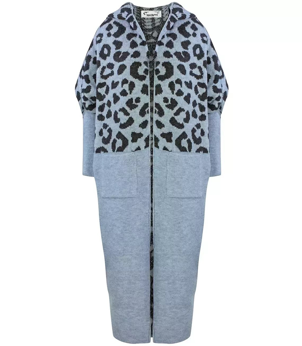 Pri Long cardigan colorful leopard sweater with wool