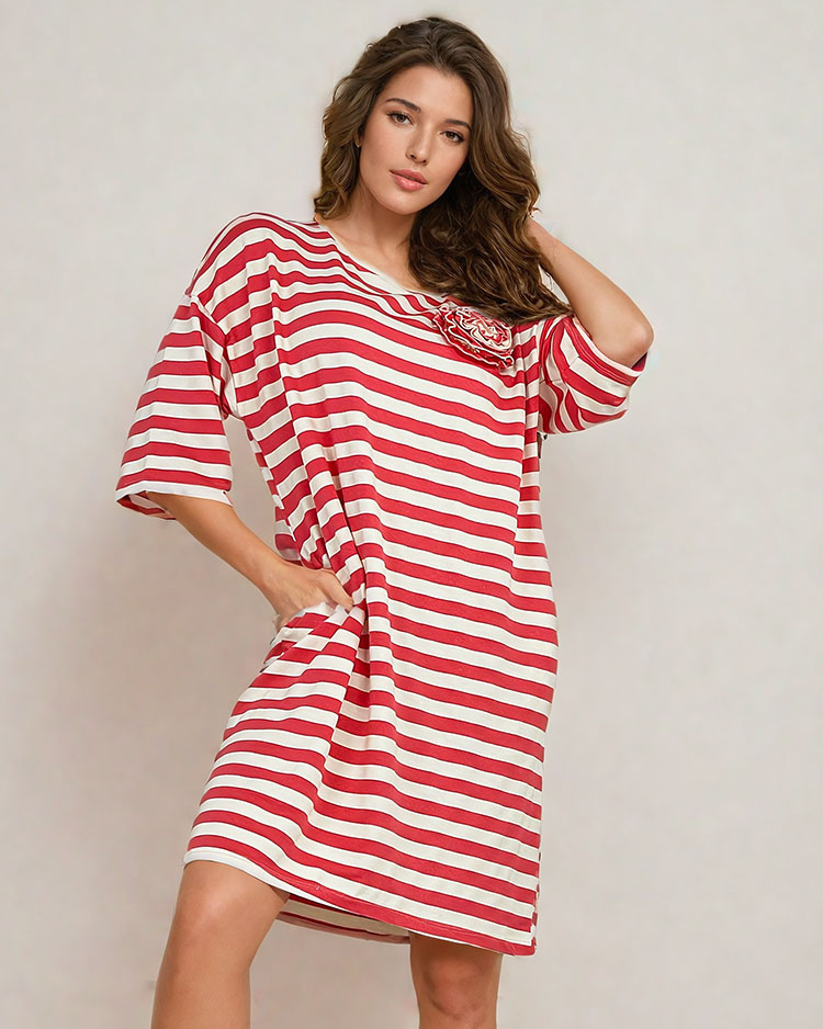 Resti Womens striped oversize midi dress