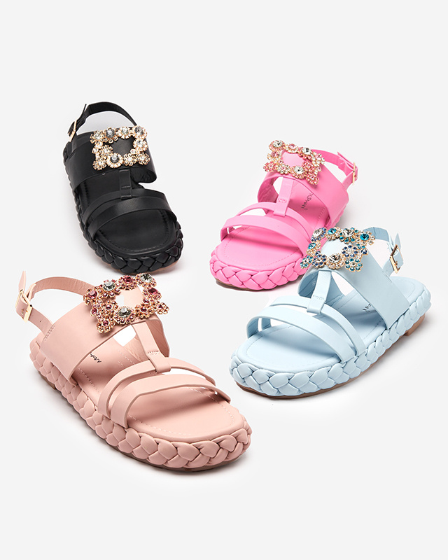 Resti Women's light pink sandals with a decorative Govy buckle - Footwear