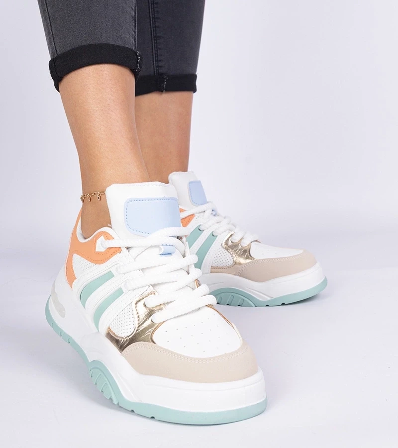 Gemre Sneakersuri portocalii de damă cu șireturi masive Bartella