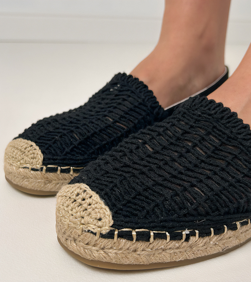 marka niezdefiniowana Espadrile negre decupate pe platformă Plevis