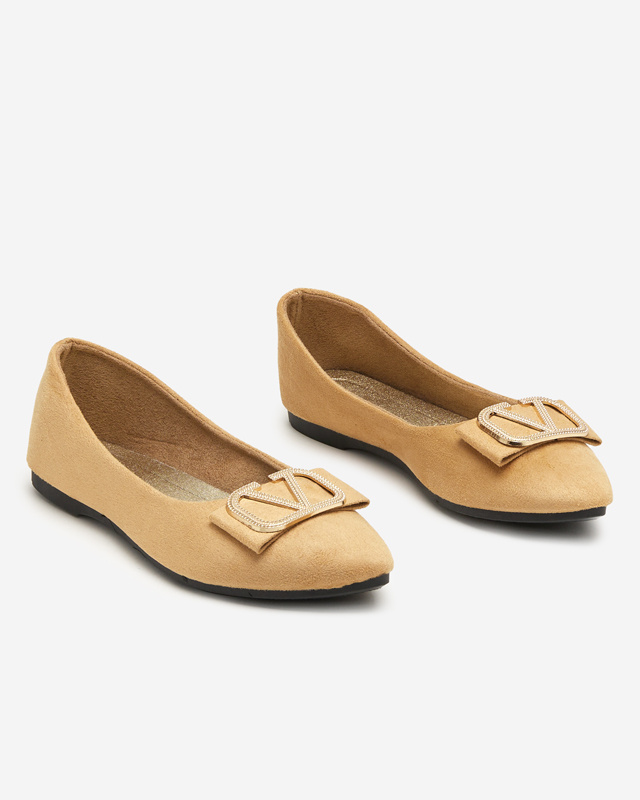 Resti Women&#039;s beige ballerinas with an ornament on the toe Cavo - Footwear