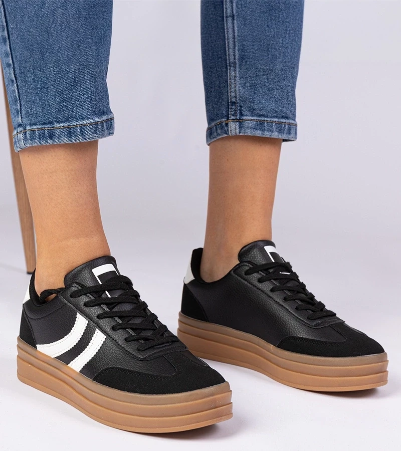 Gemre Adidași negri de damă pe platformă Melly