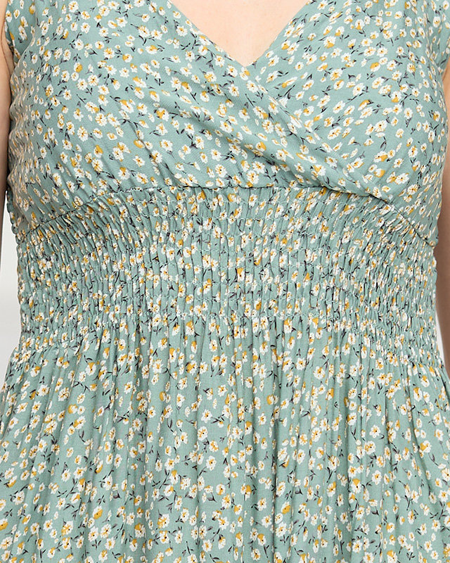 Resti Green short dress with a tiny floral pattern - Clothing