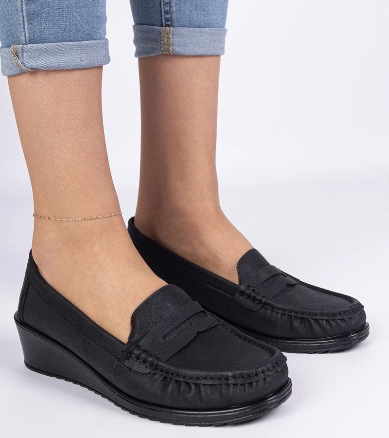 Gemre Mocasini negri de damă pe pană Zorani