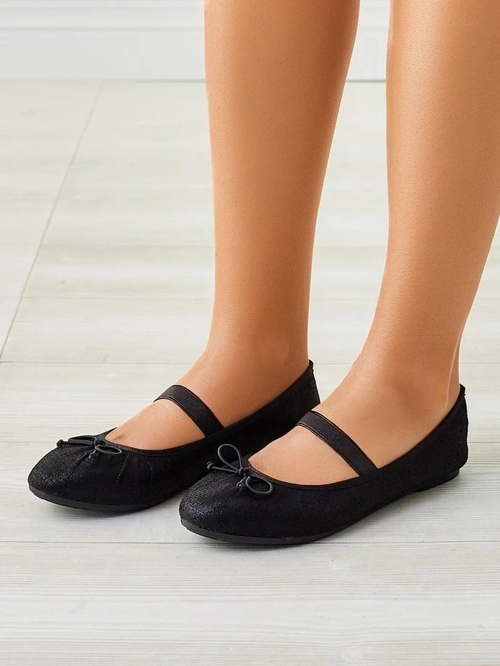 Resti Shiny women&#039;s ballet flats with bow and elastic Safte