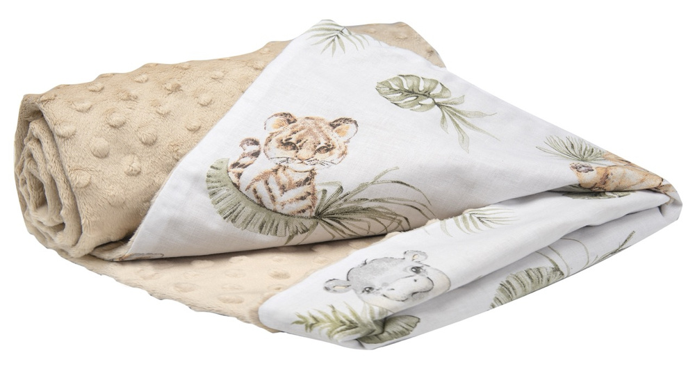 Medi Partners Blanket 75x100 cotton + minky – Safari + beige Minky
