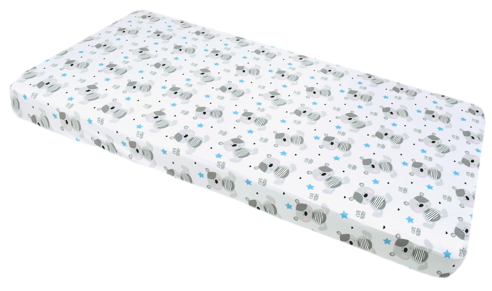 Medi Partners Fitted sheet for crib 120x60 – cotton – Teddy bear blue
