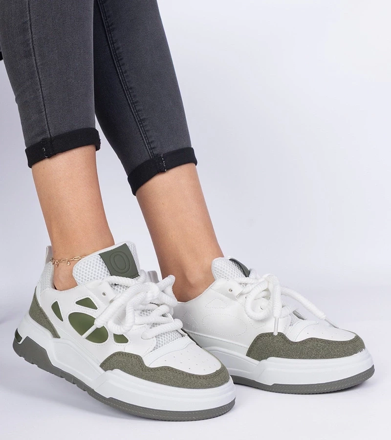 Gemre Adidași verzi pentru femei cu șireturi masive Alpacco