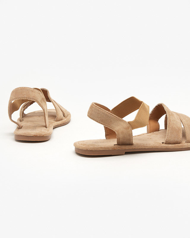 Resti Light brown women's eco-suede flat sandals Nerina - Footwear