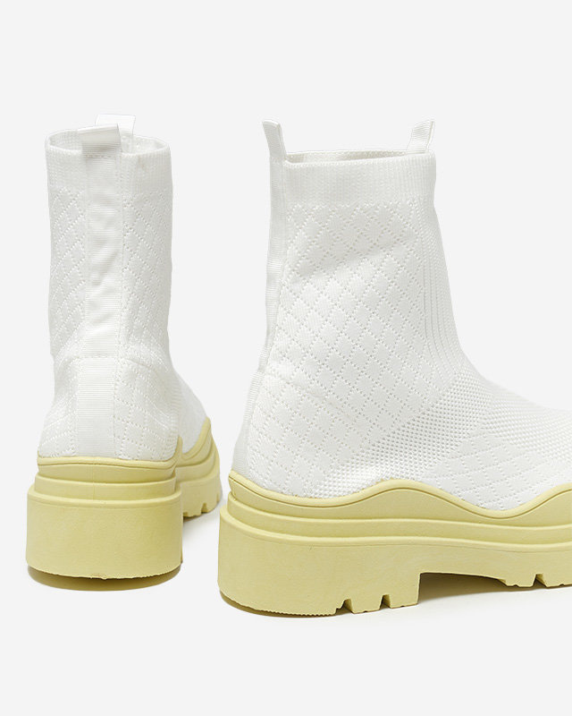 Resti White and yellow women's flat-heeled boots Seritis - Footwear