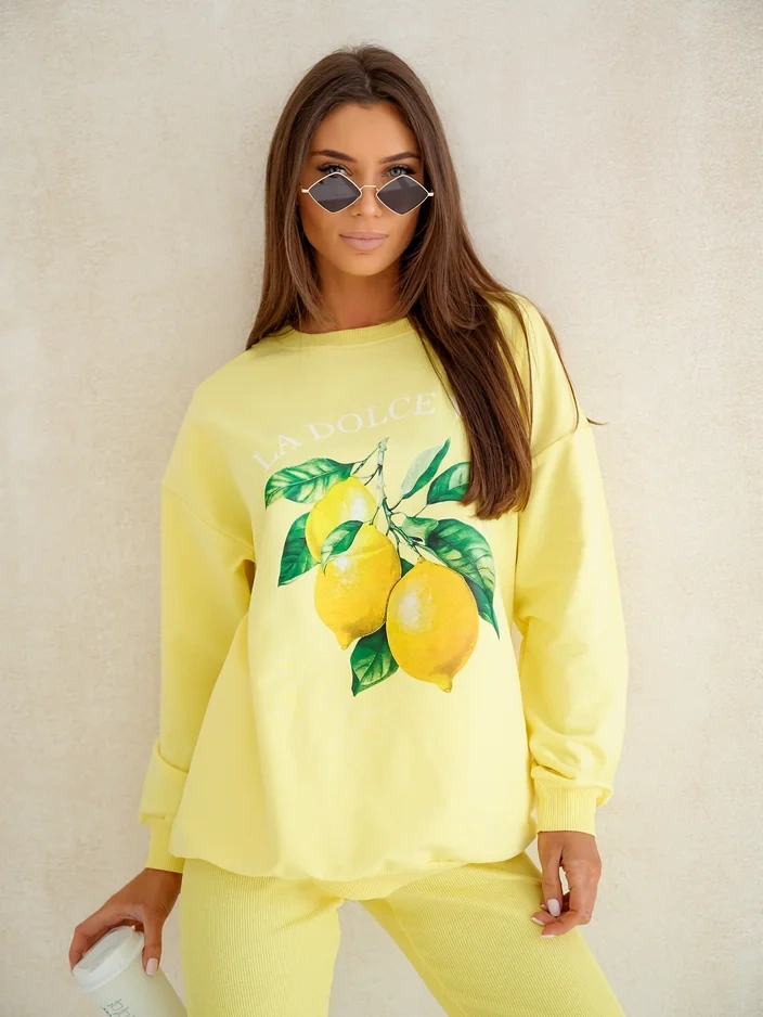 Resti Women's cotton set with lemon sweatshirt and leggings