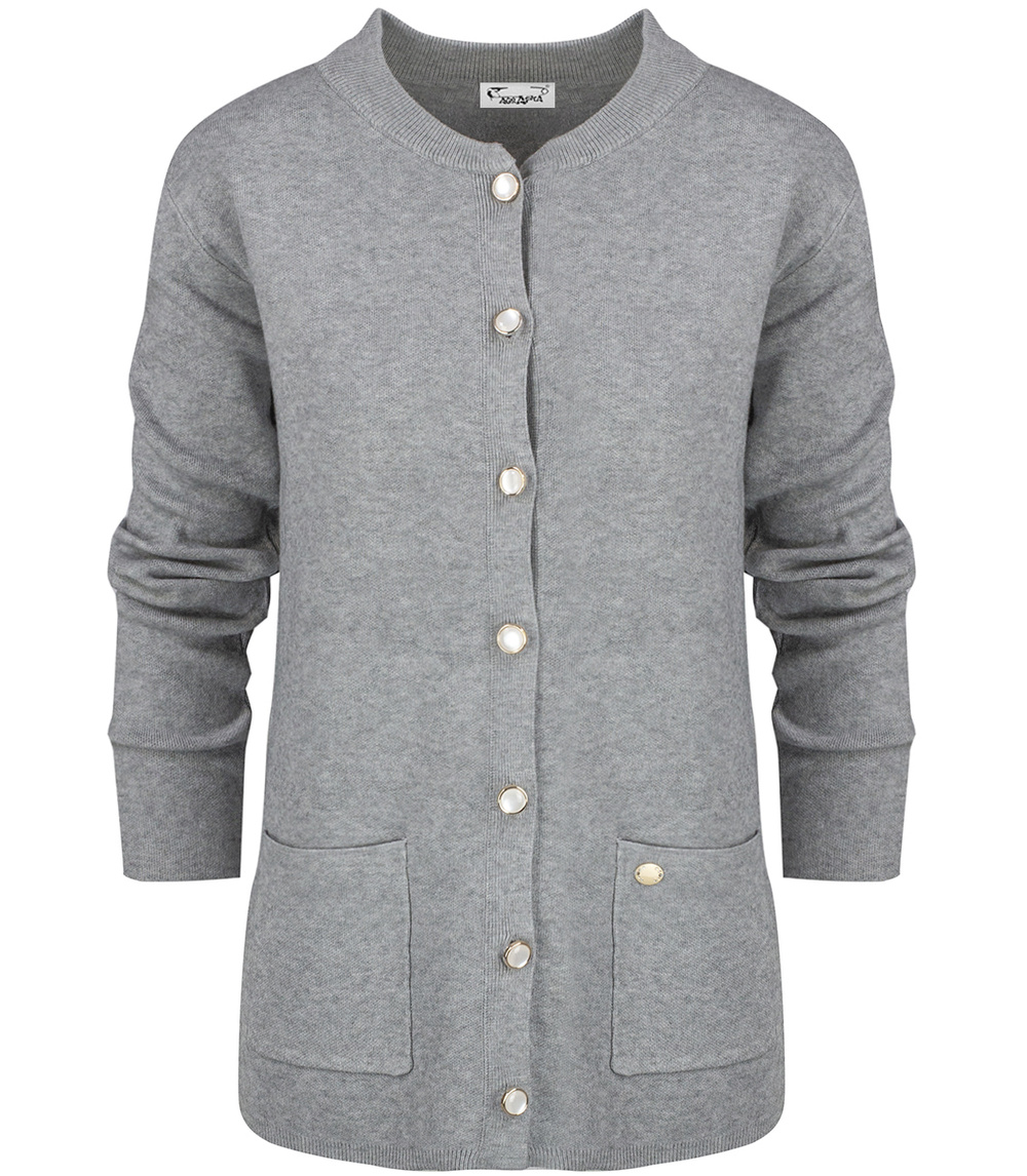 Pri Classic warm thick short cardigan sweater EMILIA decorative buttons