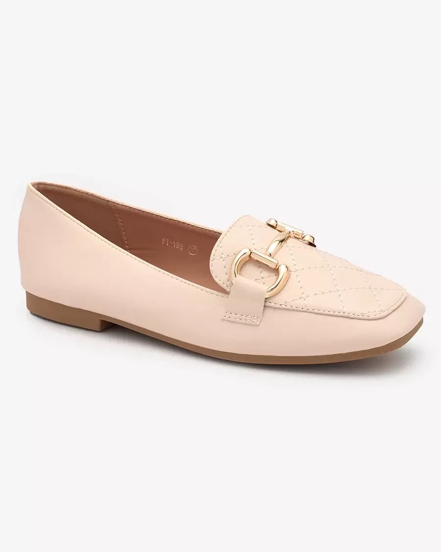 Resti Beige women&#039;s quilted moccasins with gold embellishment Wetifa