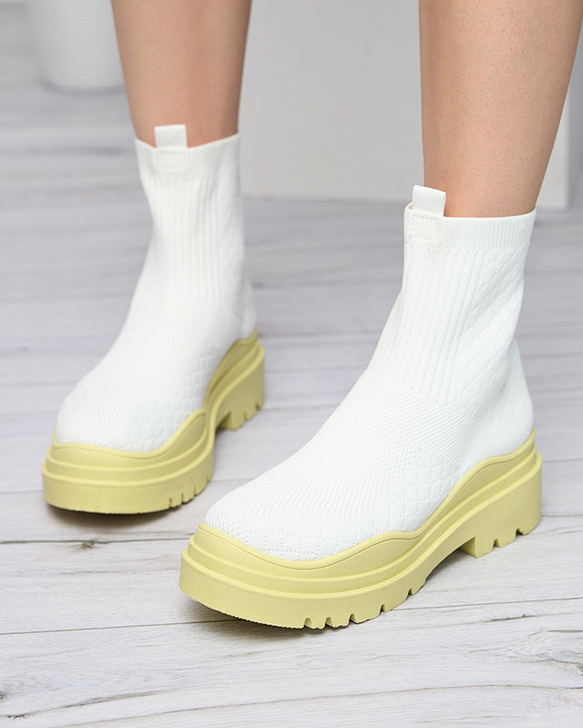 Resti White and yellow women's flat-heeled boots Seritis - Footwear