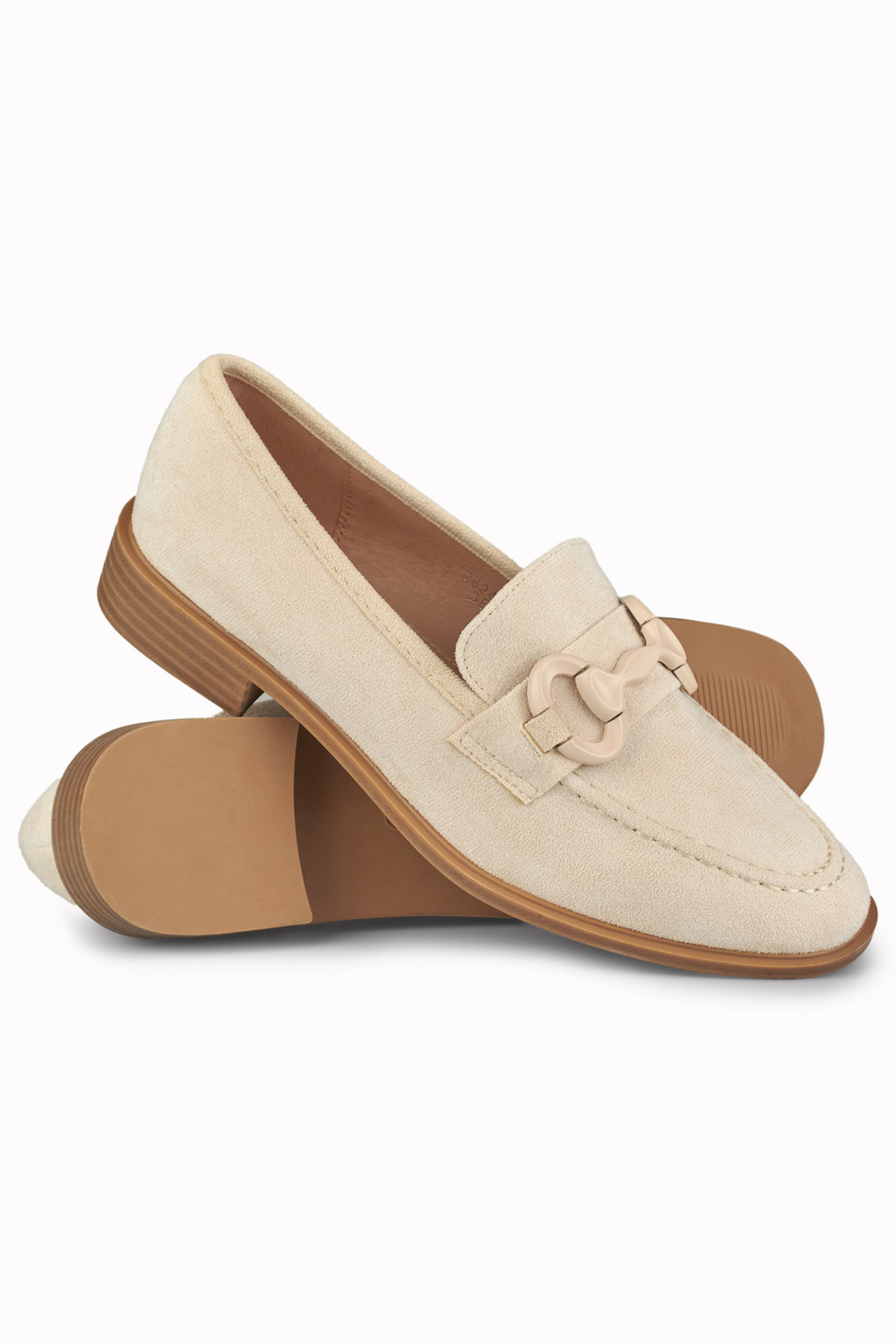 primohurt Beżowe zamszowe półbuty damskie