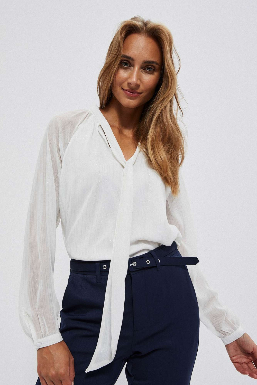 Shirt with a tied neckline