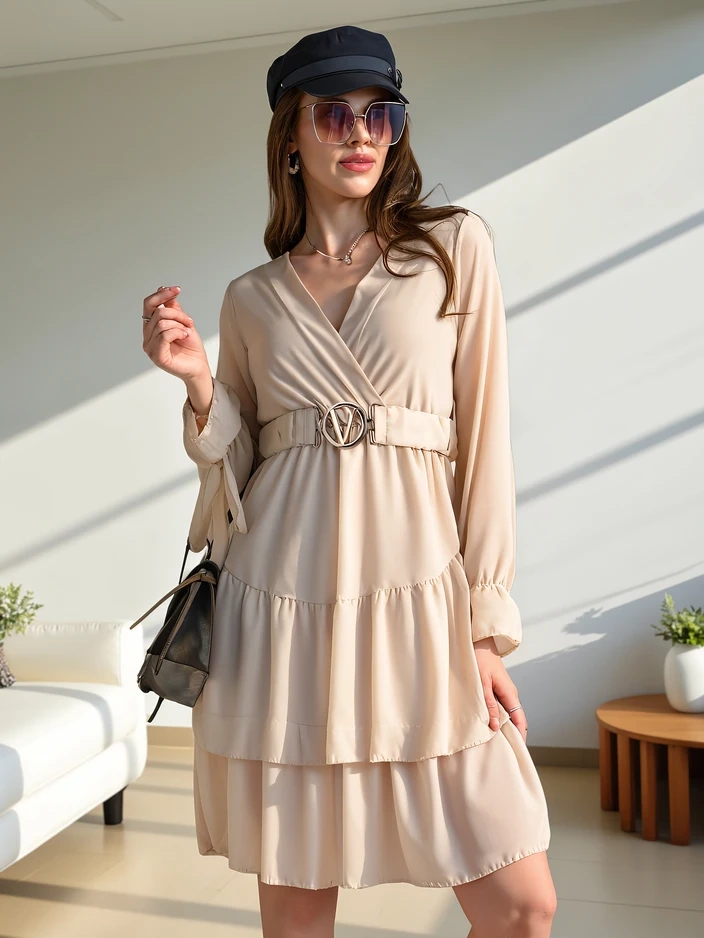 Resti Women's mini dress with ruffles and wrap neckline