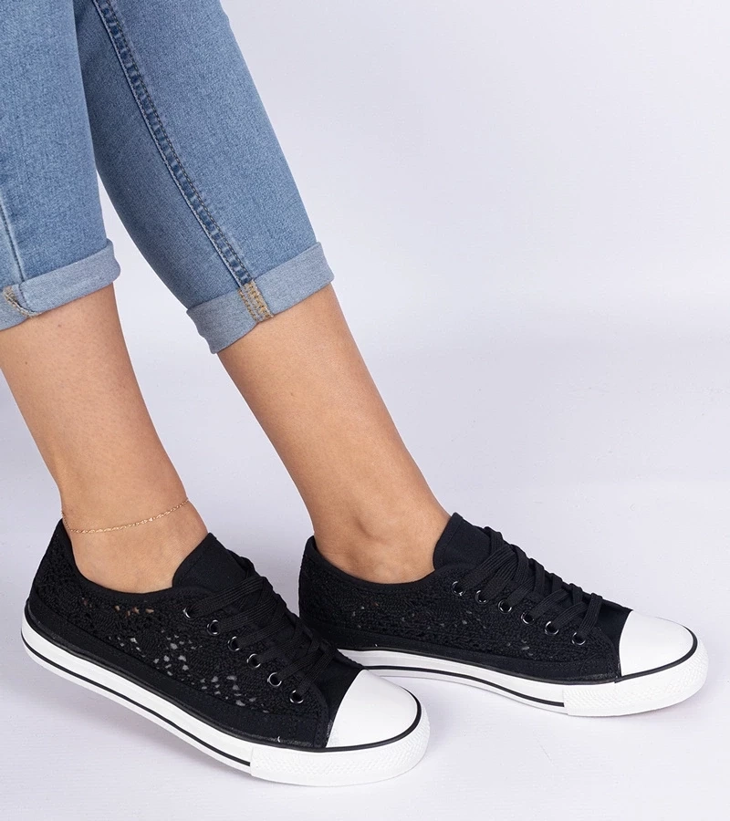Gemre Pantofi sport negri de damă perforați Saha