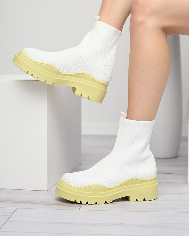 Resti White and yellow women's flat-heeled boots Seritis - Footwear