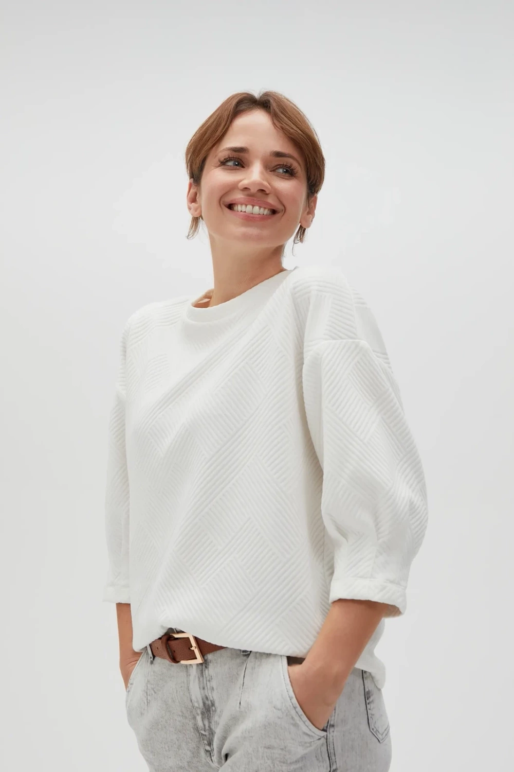 Marisse Women&#039;s Sweatshirt L-Bl-4614 Off White
