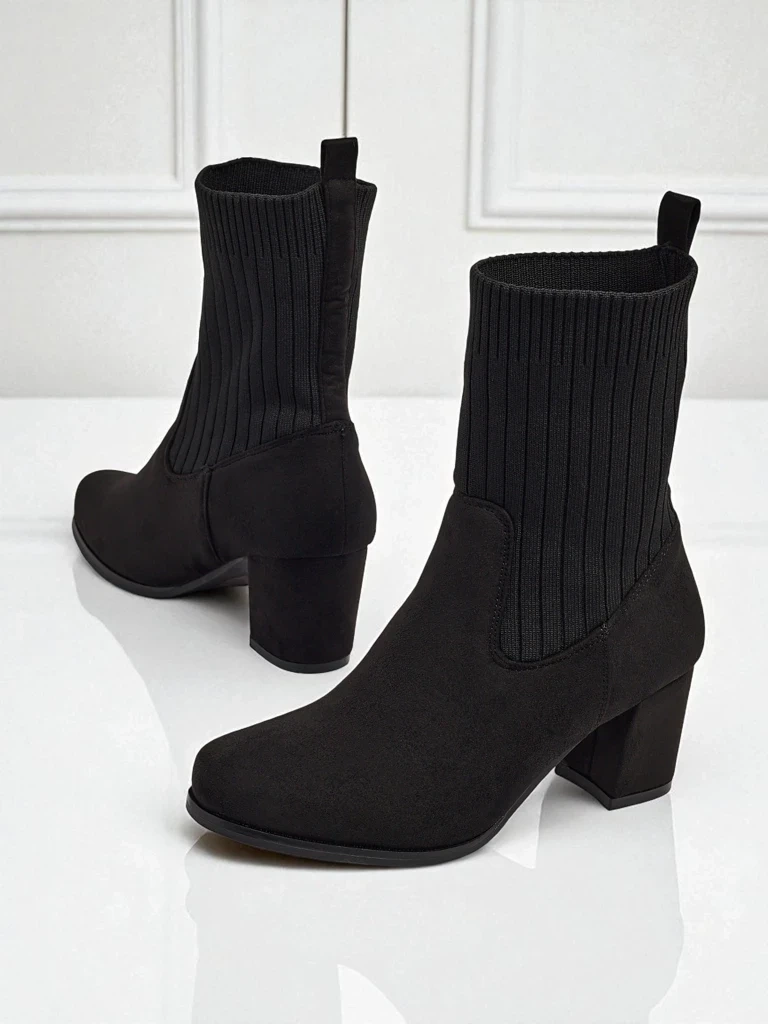 Resti Women's eco-suede heeled ankle boots with a sock-like insert LumenThorn