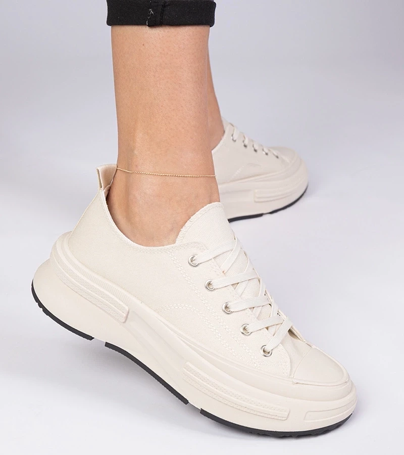 Gemre Adidași bej pentru femei din material Katerin