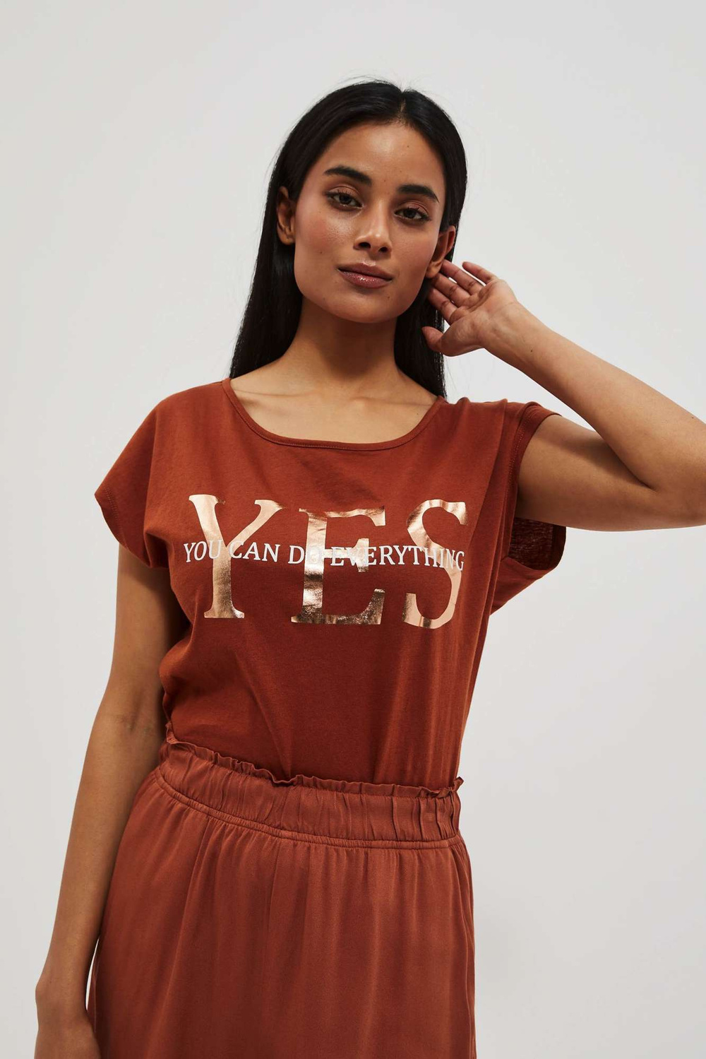 WOMEN'S T-SHIRT L-TS-4015 BROWN