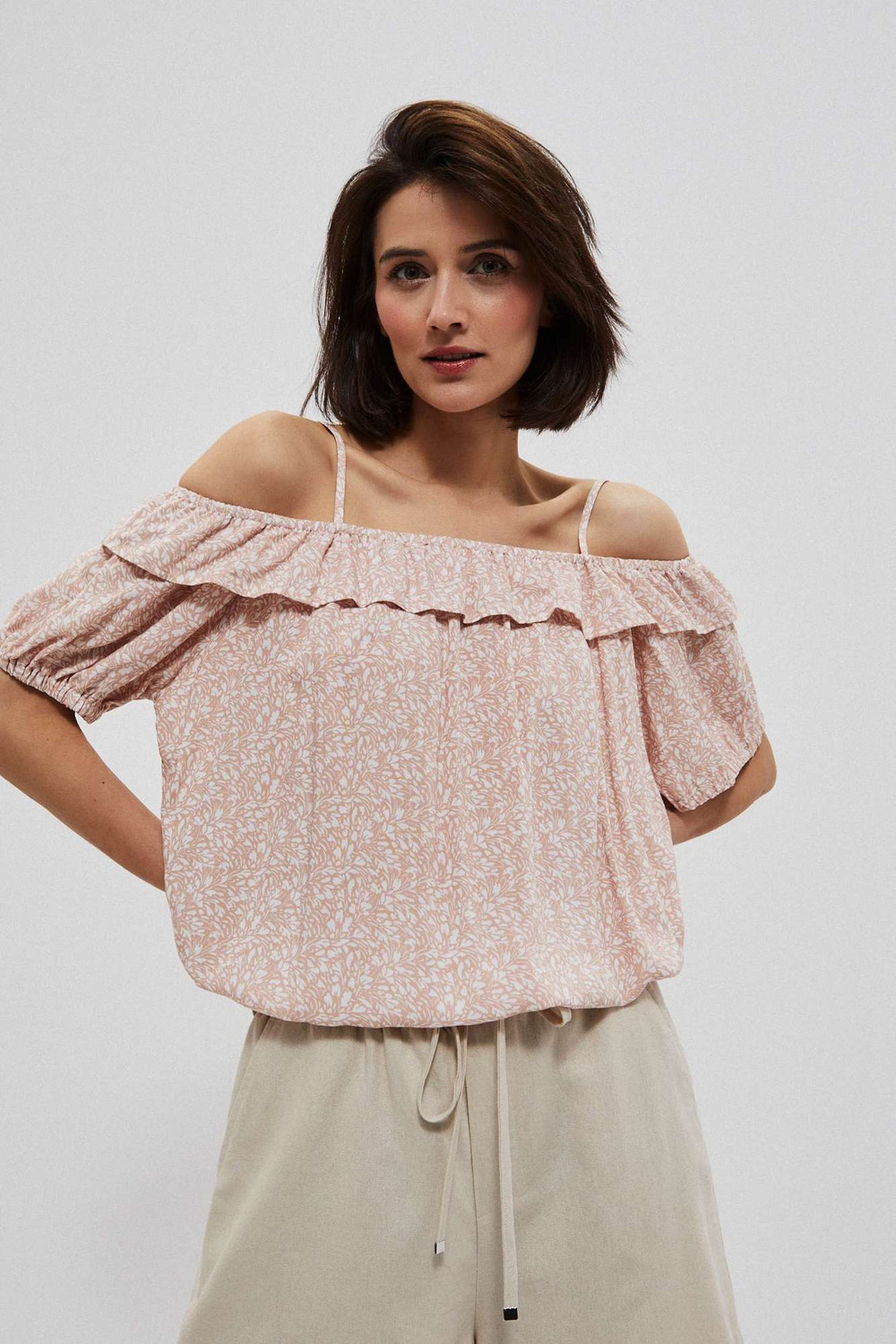 Marisse Cold Arms Shirt With Ruffles L-Ko-3750 L.Terra Cotta