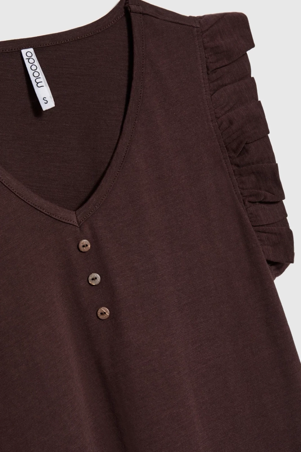 Marisse Brown Blouse With Ruffles On The Shoulders