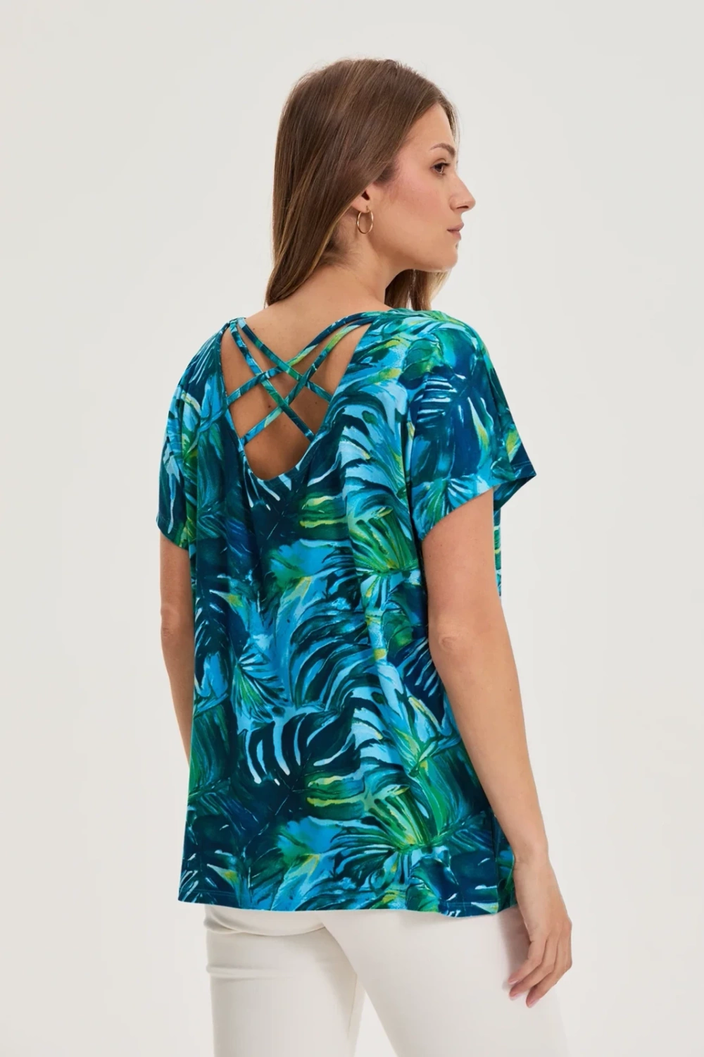 Marisse Blue Floral Pattern Blouse