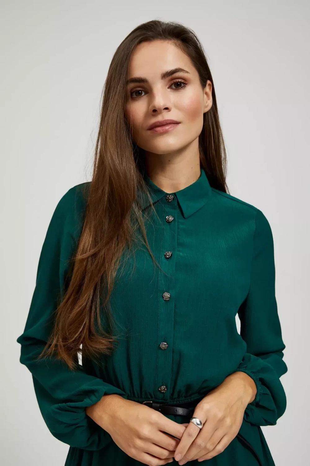 Marisse Dress With A Flared Bottom And A Belt