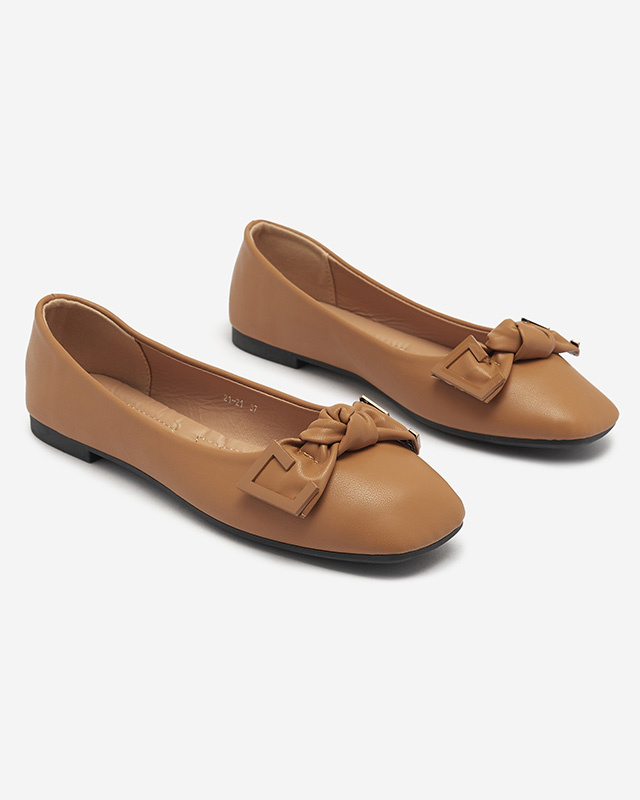 Resti Women&#039;s camel ballerinas with decoration on the nose Caxien- Footwear