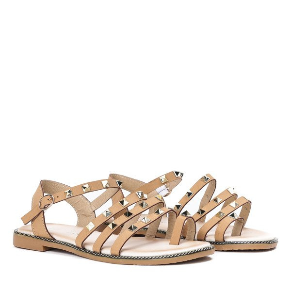 Resti Beige sandals with gold studs Sokoto - Footwear