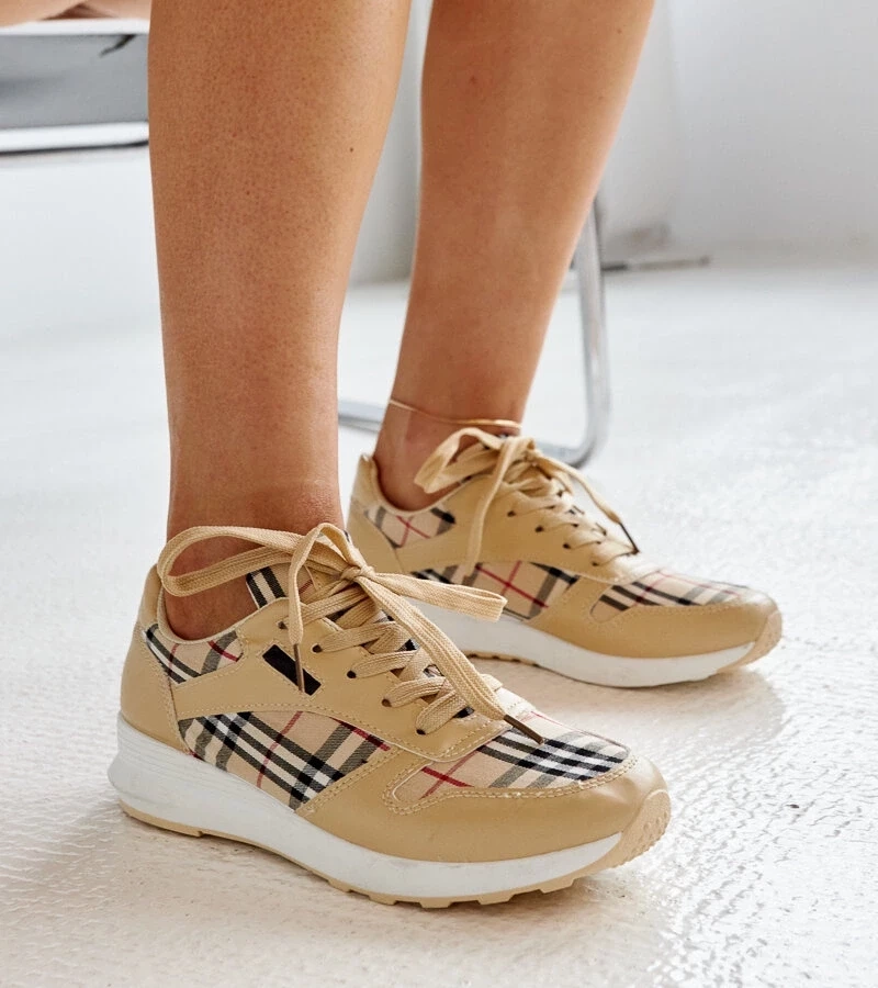 Gemre Sneakers bej în carouri Afifah