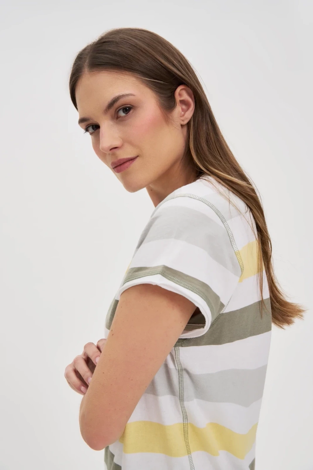 Marisse White Striped Cotton T-Shirt