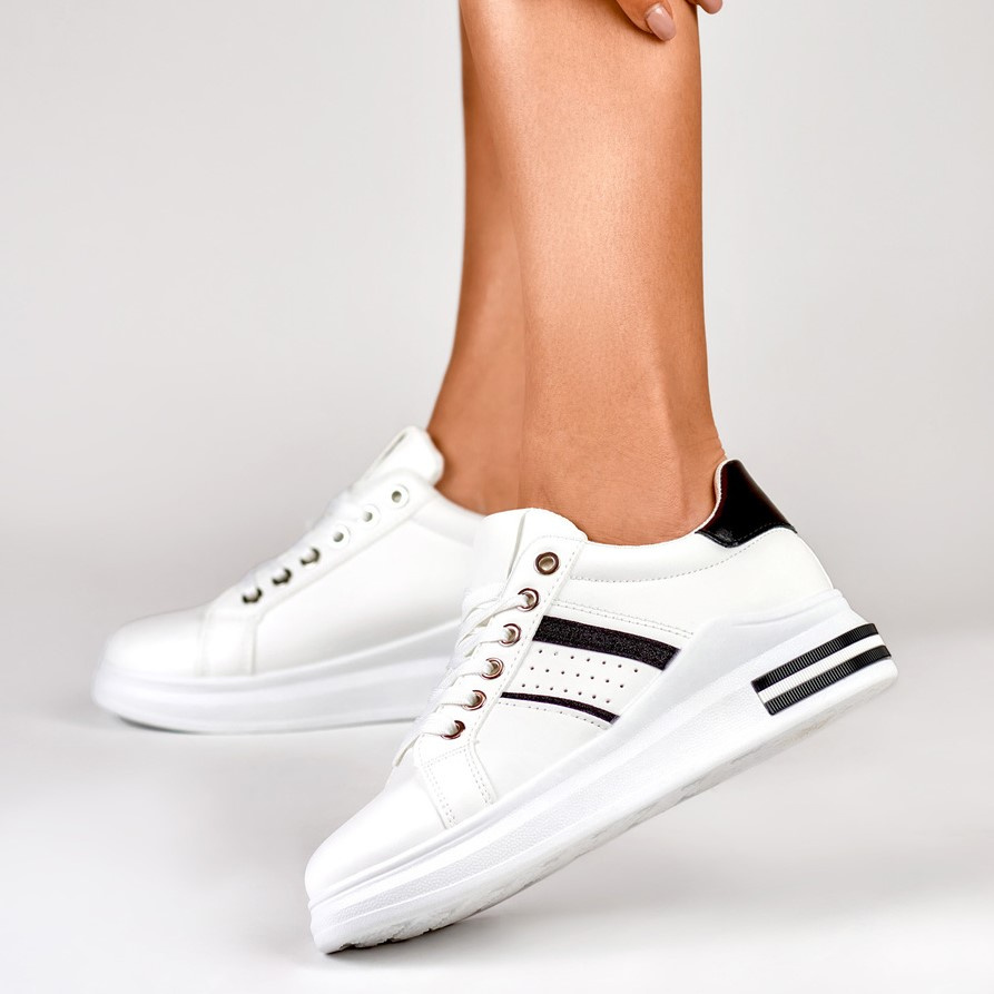primohurt Klasyczne czarno-białe sneakersy damskie