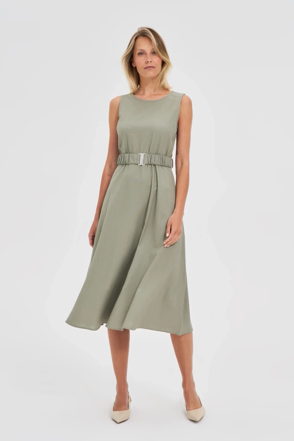 Marisse Olive Dress With Belt