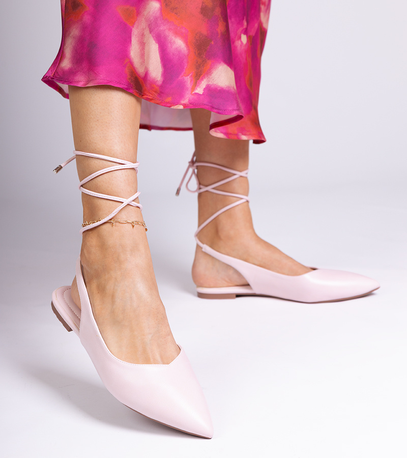 Gemre Pantofi roz cu toc jos din piele ecologică Terry