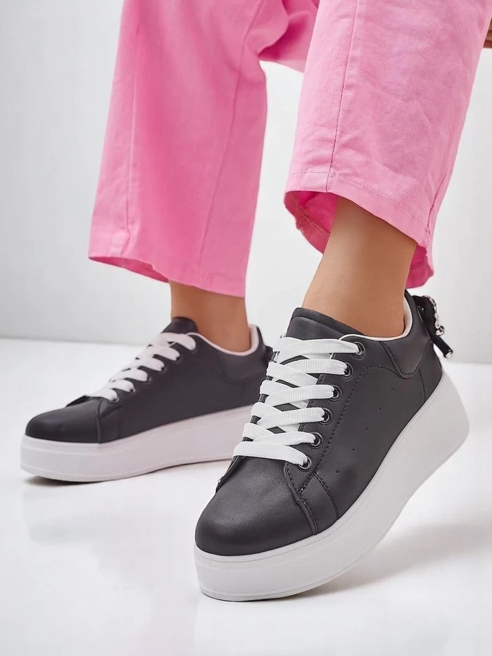 Resti Womens platform sports sneakers Ribbon Bow