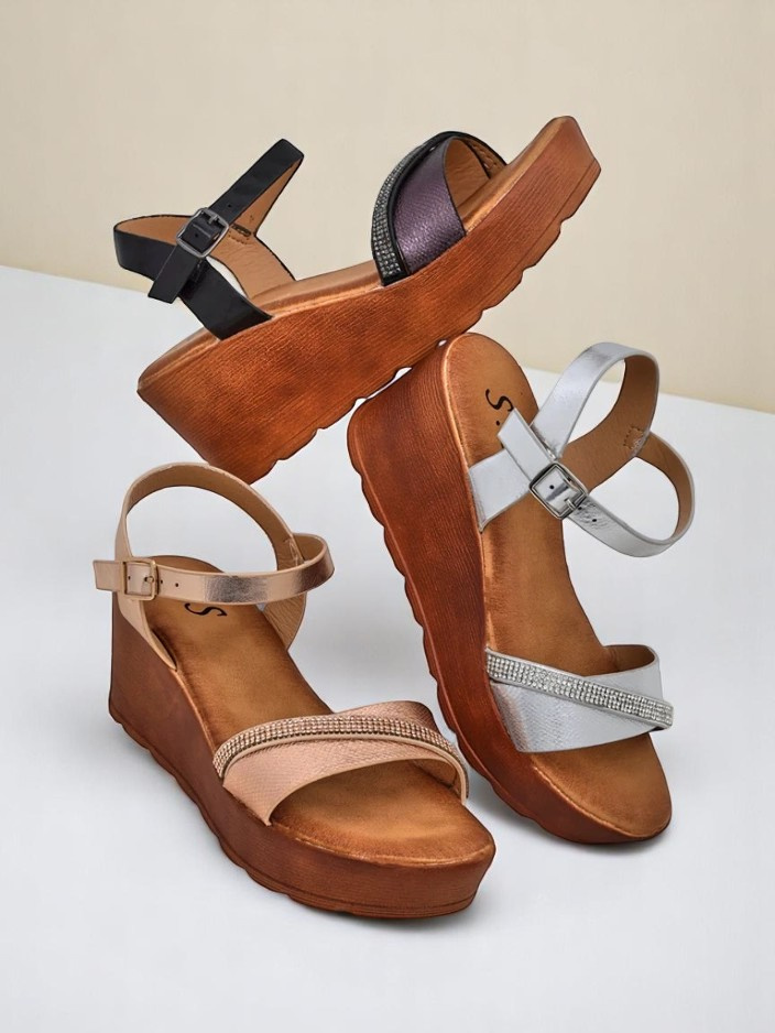 Resti Women's wedge sandals with rhinestones and glitter Aurora Glow