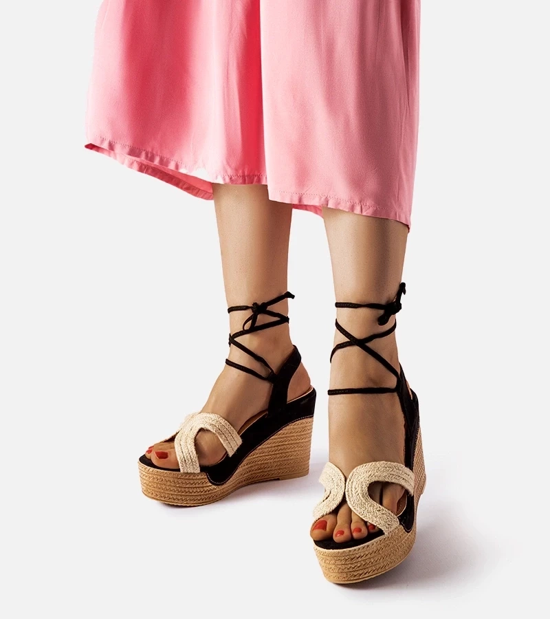Gemre Espadrile negre pe platforme