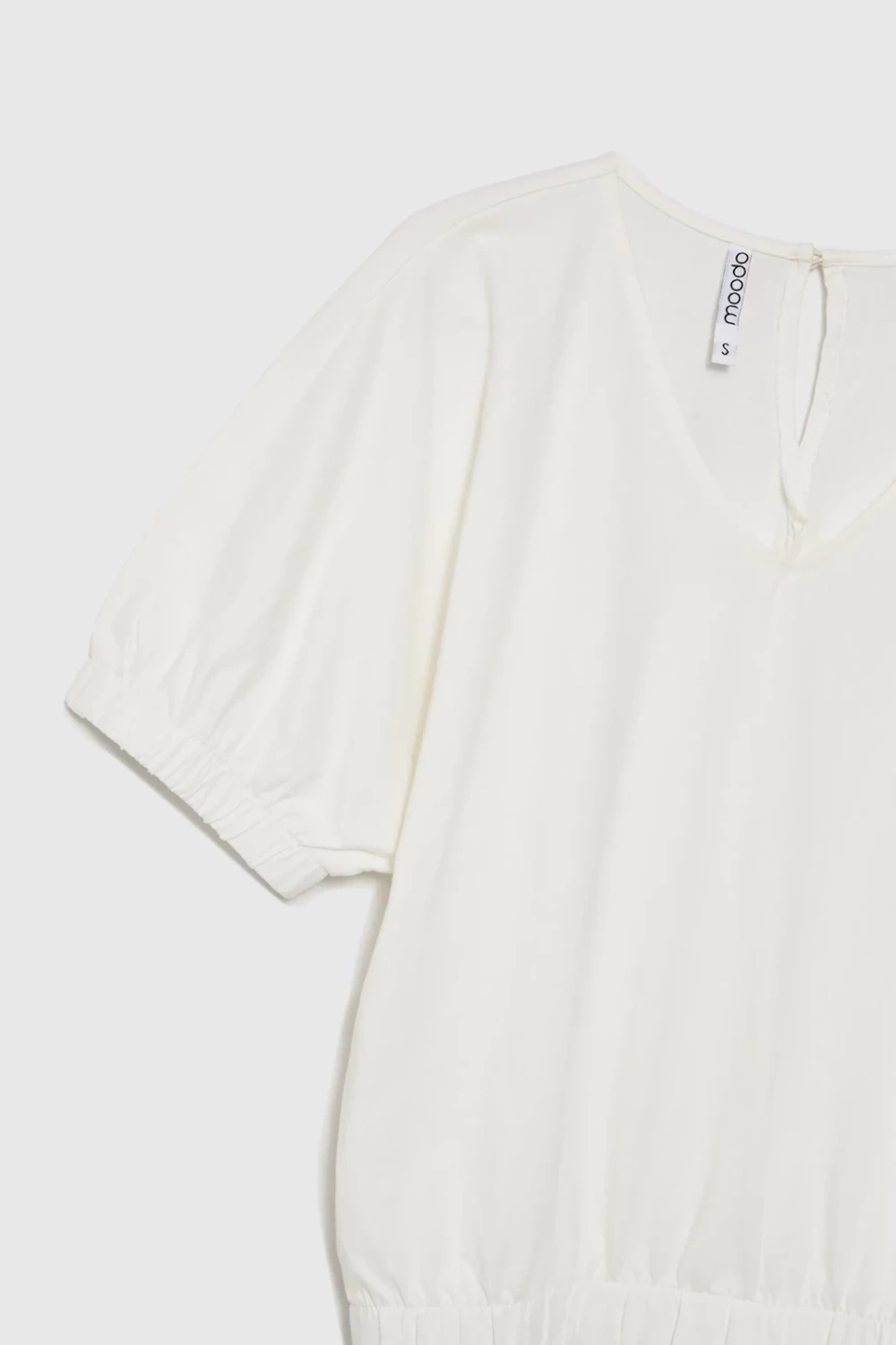 Marisse Cotton Blouse With Puffed Sleeves, White