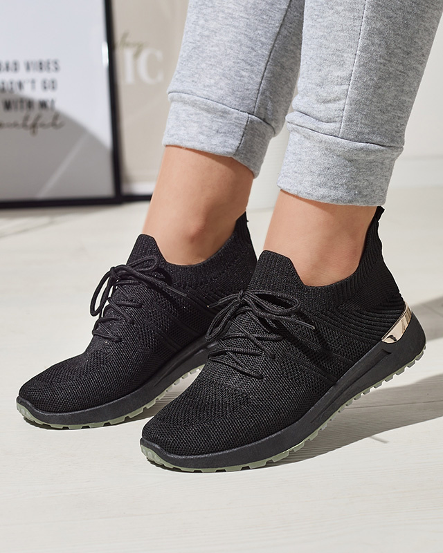 Resti Black Fabric Women&#039;s Sports Shoes Ferroni- Footwear