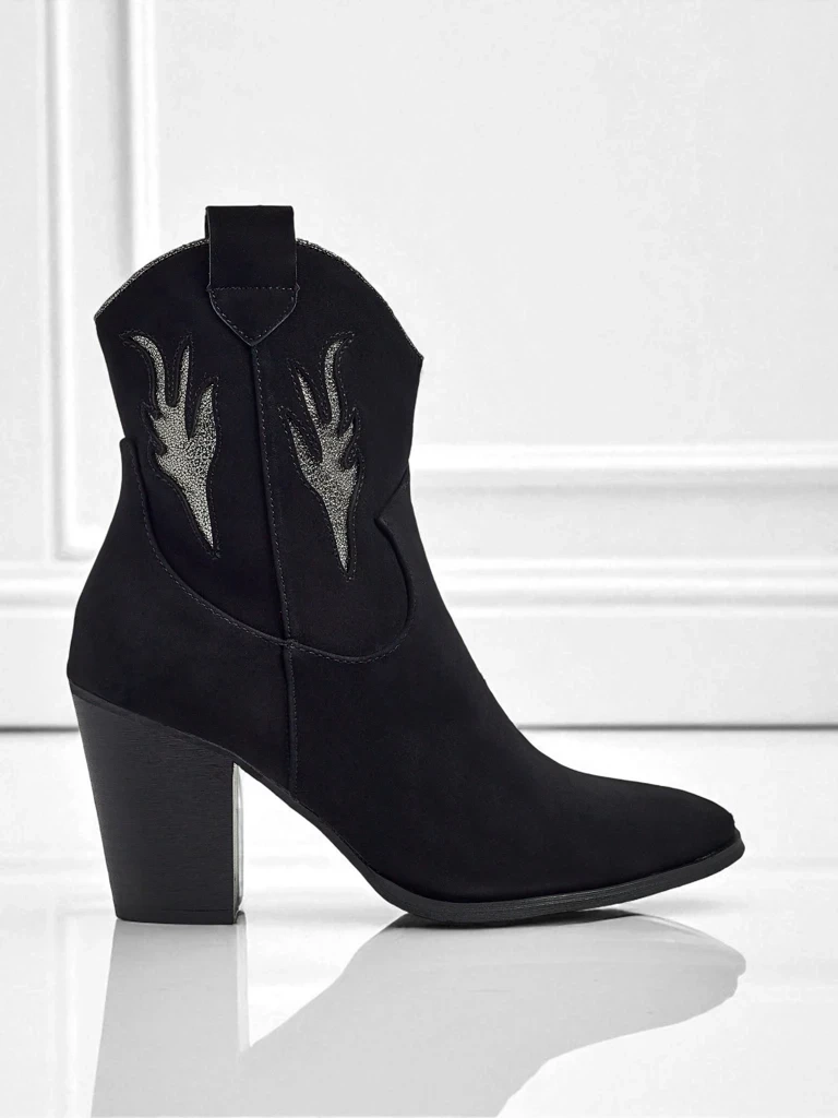 Dámske členkové kovbojské čižmy na podpätku