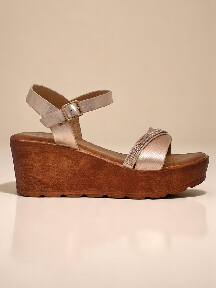 Resti Women's wedge sandals with rhinestones and glitter Aurora Glow