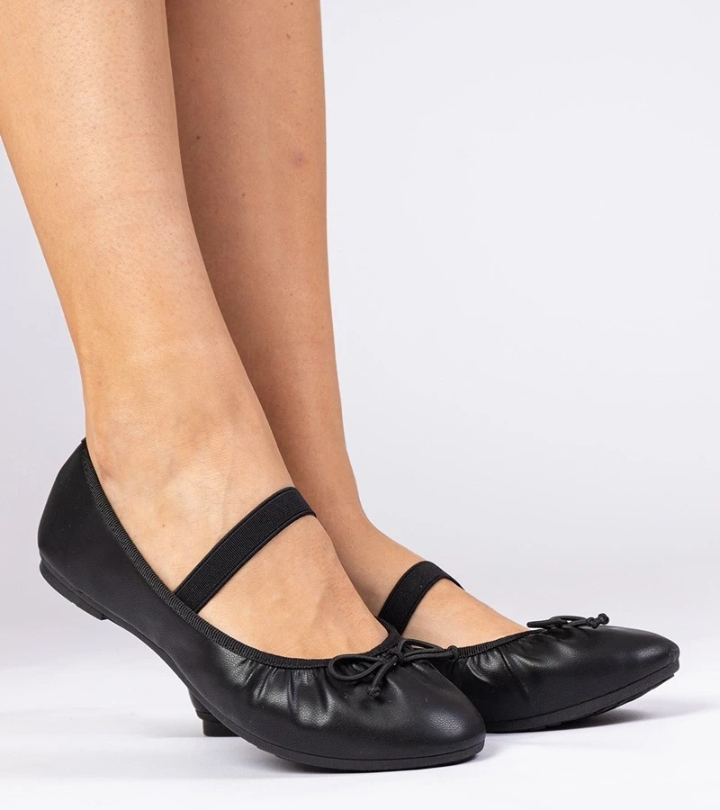 marka niezdefiniowana Black women's ballet flats with bow Lerona