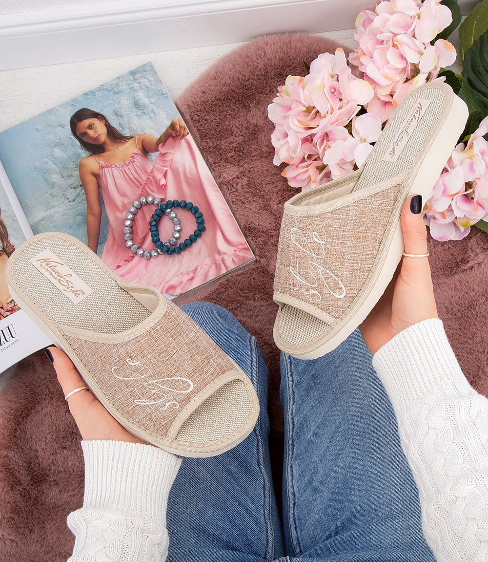 Дамски чехли Natural Style NS-096 бежови