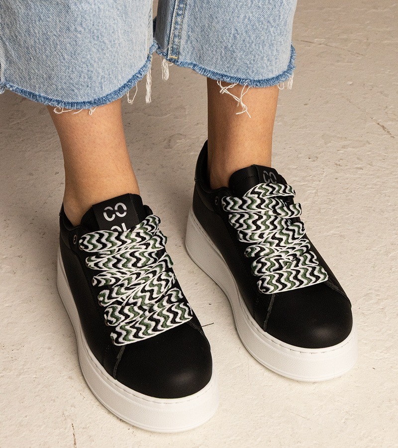 Gemre Adidași negri de damă cu șireturi masive Kessa